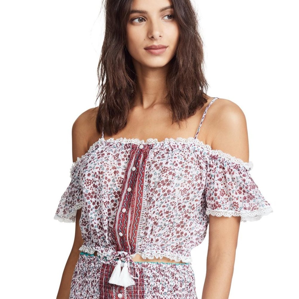 Poupette St. Barth Honey Mini Top White Pink NWT